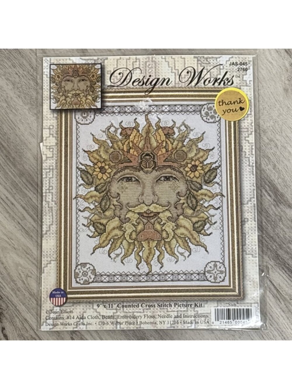 Design Works Father Sun Counted Cross Stitch Kit Sunflower 9x11 Complete NEW